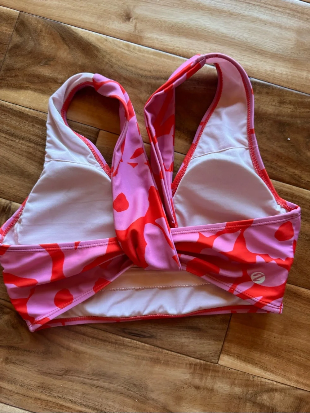 Nani Swimwear Pink and Red Abstract Sports Swim Top